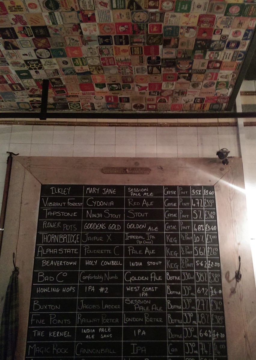 The board of beer at The Butcher's Hook